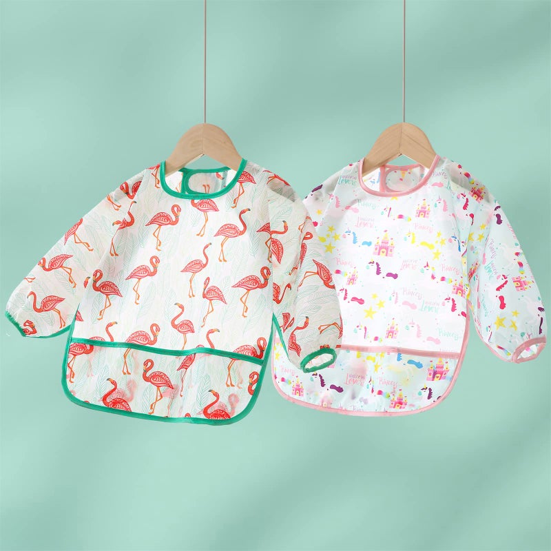 ElecMotive 5 Pack Long Sleeve Bib,Baby Toddler Waterproof Sleeved Bib for 6-30 Months Reusable with Catch-all Pocket - Image 4